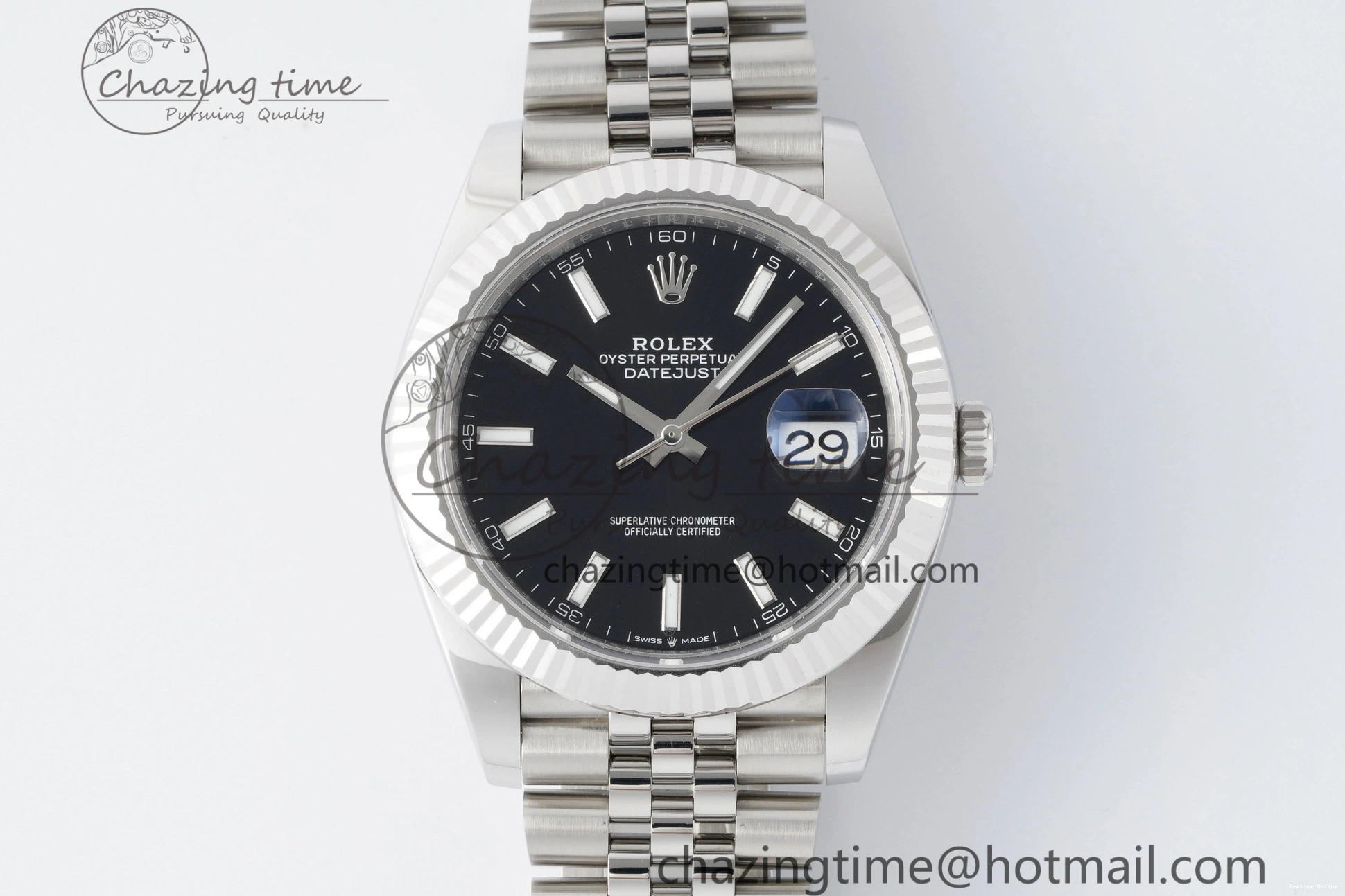 0412 DateJust 41 SS Fluted Bezel KING 1:1 Best Edition 904L Steel Black Stick Dial on Jubilee Bracelet VR EasyCare 2208